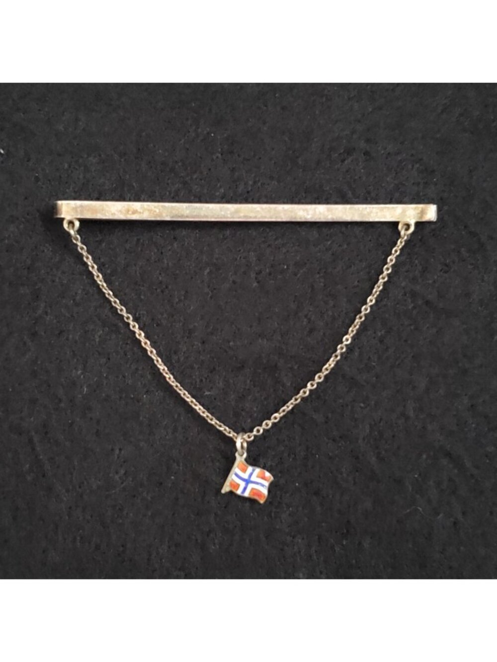 Vintage Silver Tie Bar British Flag 830S